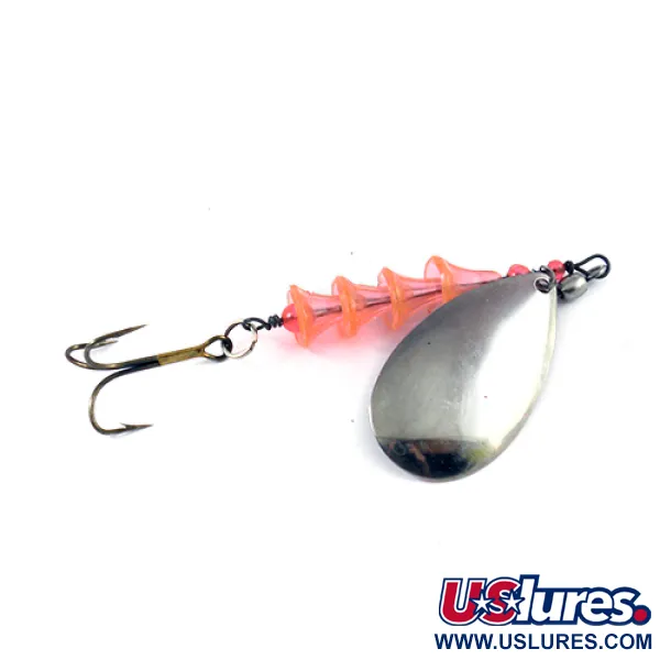 Vintage   Lucky Strike Spoon, 1/3oz Nickel / Red spinning lure #2596