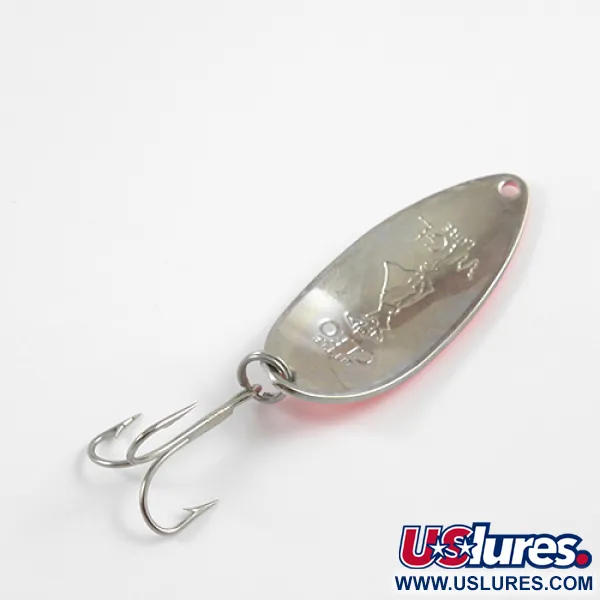 Vintage  Seneca Little Cleo (Hula Girl), 1/2oz White Pearl / Red / Nickel fishing spoon #2604