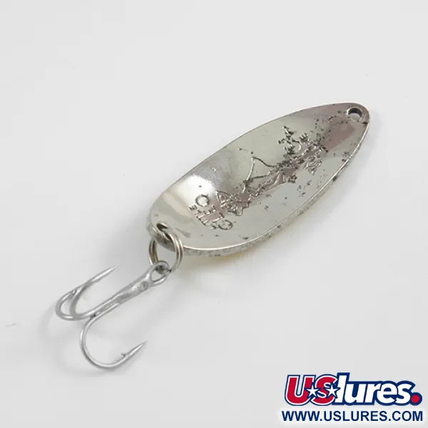 Vintage  Seneca Little Cleo (Hula Girl), 2/3oz Yellow / Green / Nickel fishing spoon #2605