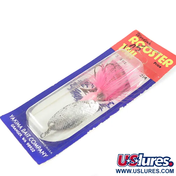  Yakima Bait Worden’s Original Rooster Tail 5, 2/5oz Silver / Pink spinning lure #2609