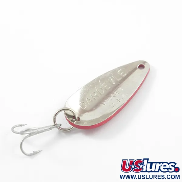 Vintage  Eppinger Dardevle Midget, 3/16oz Red / White / Nickel fishing spoon #2616