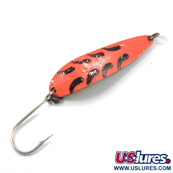 Vintage  Luhr Jensen Krocodile Die #5, 1oz Fluorescent Orange / Black / Brass fishing spoon #2624