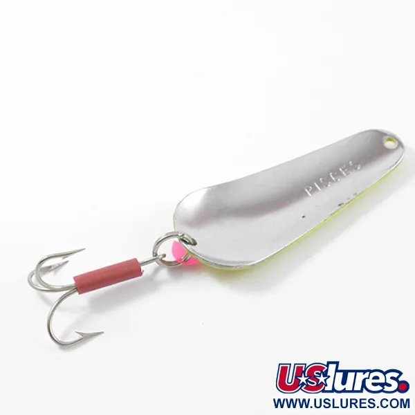 Vintage  Unknown Pisces, 3/5oz Yellow / Red / Nickel fishing spoon #2626