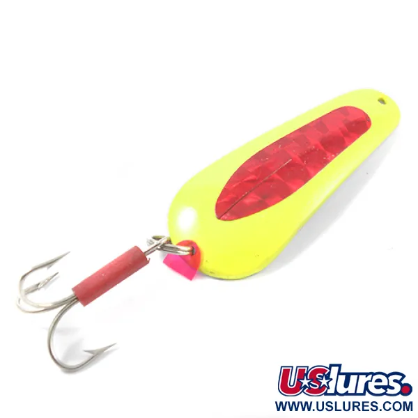 Vintage  Unknown Pisces, 3/5oz Yellow / Red / Nickel fishing spoon #2626