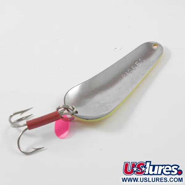 Vintage  Unknown Pisces, 3/5oz Yellow / Orange / Nickel fishing spoon #2629