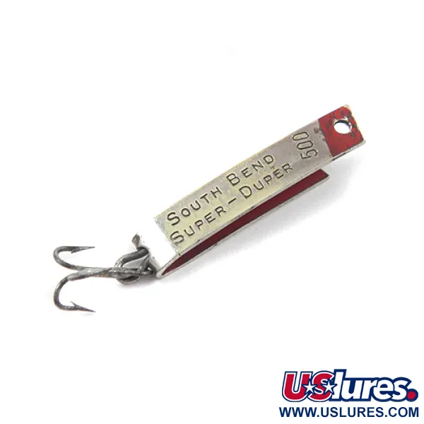 Vintage  South Bend Super-Duper 500, 3/64oz Nickel / Red fishing spoon #2634