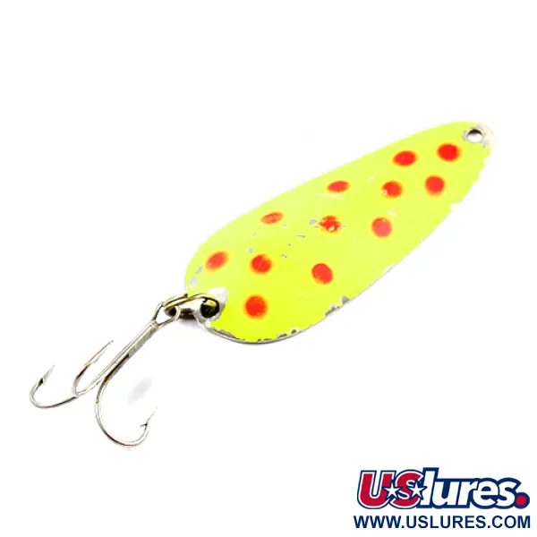 Vintage   Nebco FlashBait 166, 1/2oz Yellow / Red / Nickel fishing spoon #2639
