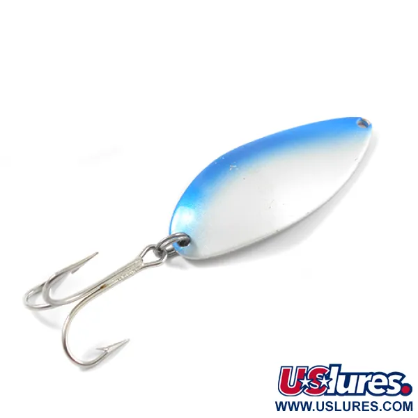 Vintage  Seneca Little Cleo (Hula Girl), 3/4oz White Pearl / Blue / Nickel fishing spoon #2644
