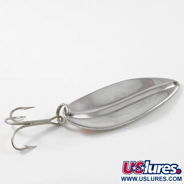 Vintage  TODDCO Main liner Glow, 3/4oz Glow in Dark White / Fluorescent Red / Nickel fishing spoon #2662