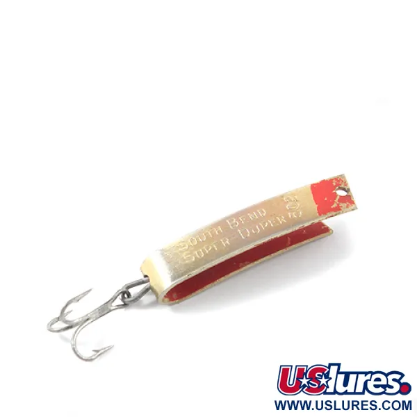 Vintage  South Bend Super-Duper 502, 3/32oz Gold / Red fishing spoon #2667
