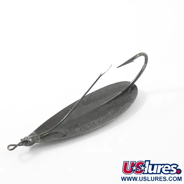 Vintage   Weedless Johnson Silver Minnow, 1/2oz Black fishing spoon #2676