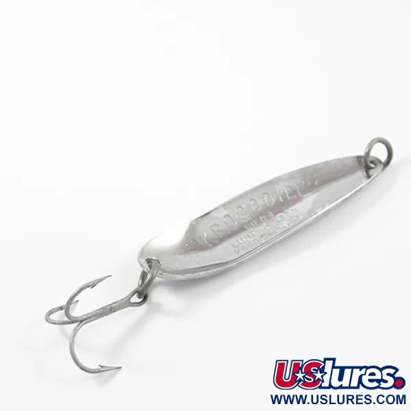 Vintage  Luhr Jensen Krocodile Die #4, 1/2oz Hammered Nickel / Blue fishing spoon #2683