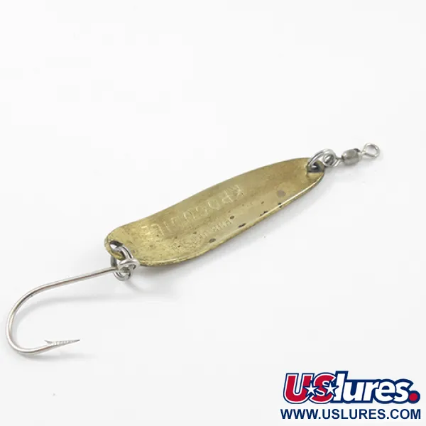 Vintage  Luhr Jensen Krocodile Die #3, 1/3oz Hammered Brass / Red fishing spoon #2684