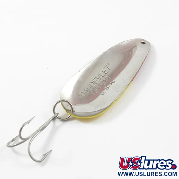 Vintage  Eppinger Dardevle Dardevlet , 3/4oz Red / Yellow / Nickel fishing spoon #2690