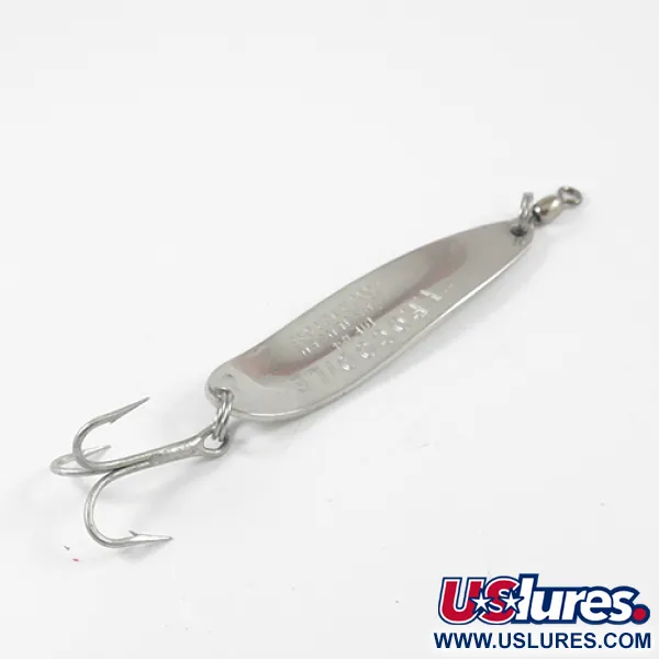 Vintage  Luhr Jensen Krocodile Die #4 Glow, 1/2oz Blue / White / Nickel, Glow in Dark fishing spoon #2707