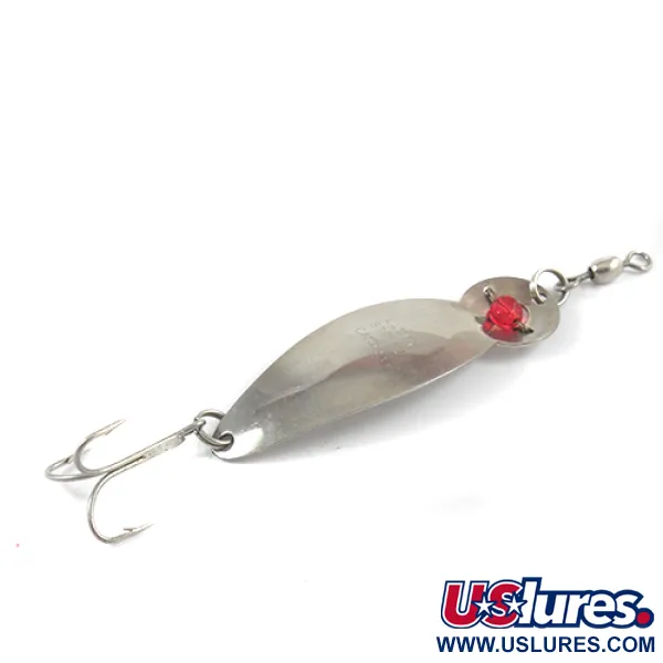 Vintage   One Eye Wiggler Lucky Strike, 1/2oz Nickel / Red Eye fishing spoon #2709