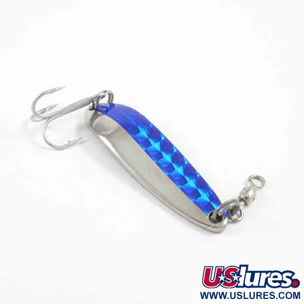 Vintage  Luhr Jensen Krocodile Die #3, 1/2oz Nickel / Blue fishing spoon #2715