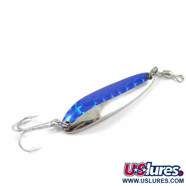 Vintage  Luhr Jensen Krocodile Die #3, 1/2oz Nickel / Blue fishing spoon #2715