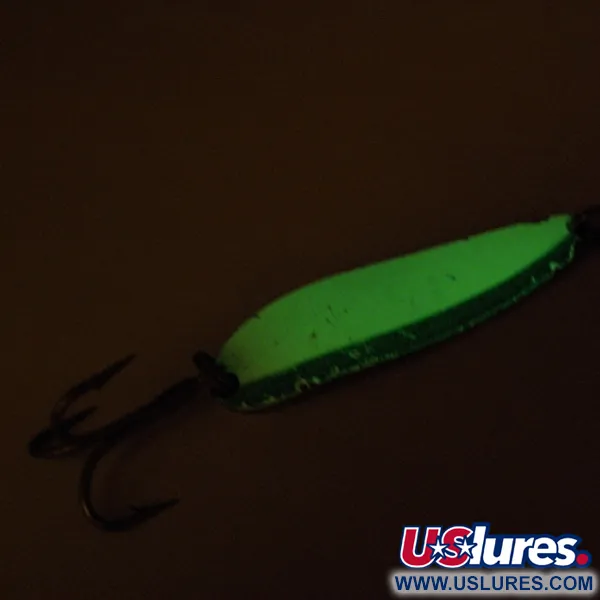 Vintage  Luhr Jensen Krocodile Die #4 Glow, 3/4oz Glow in Dark / Nickel fishing spoon #2725