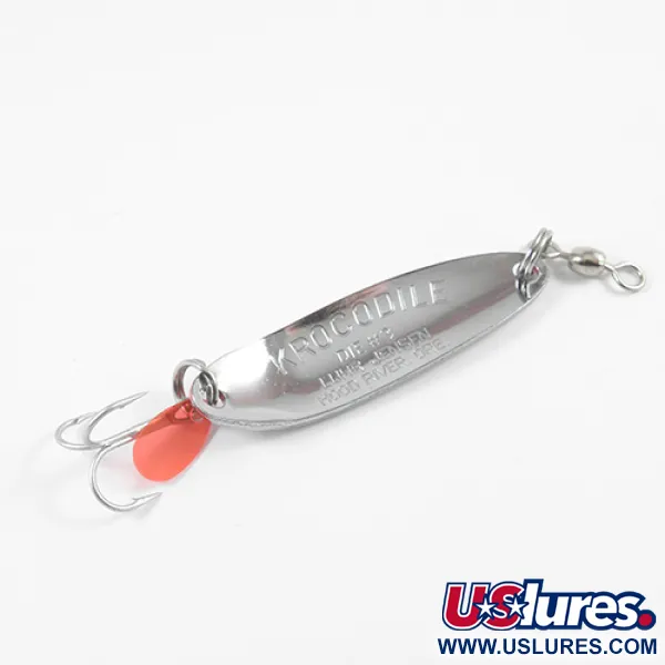  Luhr Jensen Krocodile Die #3, 1/3oz Hammered Nickel / Red fishing spoon #2734
