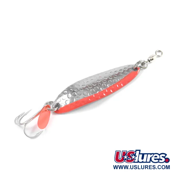  Luhr Jensen Krocodile Die #3, 1/3oz Hammered Nickel / Red fishing spoon #2734