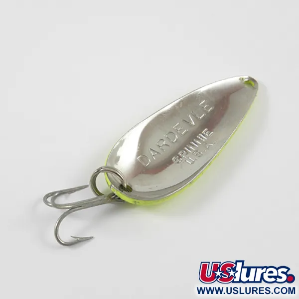 Vintage  Eppinger Dardevle Spinnie, 1/3oz Fluorescent Yellow / Nickel fishing spoon #2742