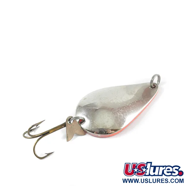 Vintage  Acme  K.O. Wobbler UV, 3/4oz Nickel / Fluorescent Red (Glow in UV light, Fluorescent) fishing spoon #2753