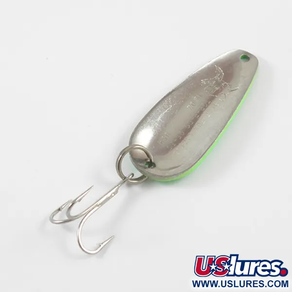 Vintage  Blue Fox Tor-P-Do, 1/2oz Green / Red / Nickel fishing spoon #2757
