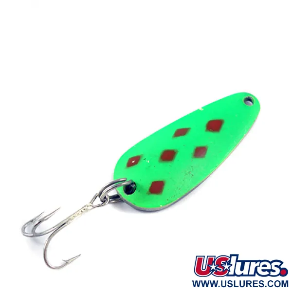 Vintage  Blue Fox Tor-P-Do, 1/2oz Green / Red / Nickel fishing spoon #2757