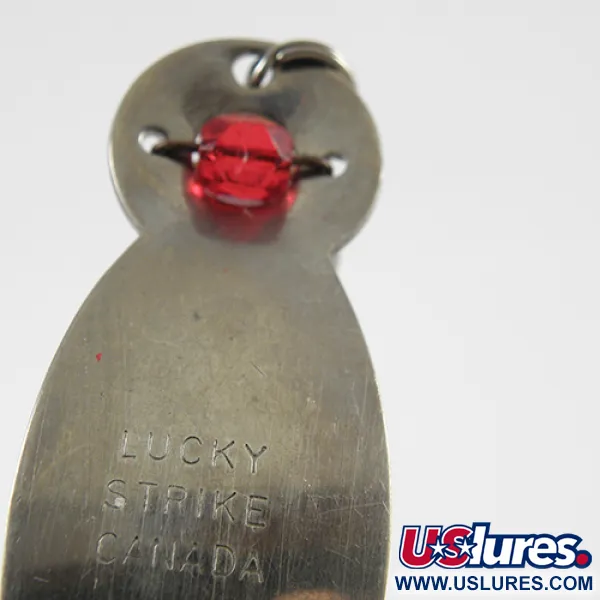 Vintage   One Eye Wiggler Lucky Strike, 1/2oz Nickel / Red Eye fishing spoon #2761