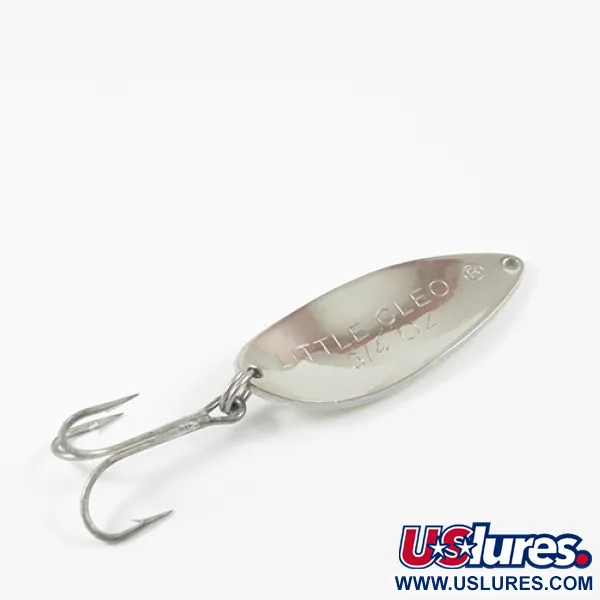 Vintage  Acme Little Cleo Glow, 3/4oz Glow in Dark (White / Green / Nickel) fishing spoon #2765