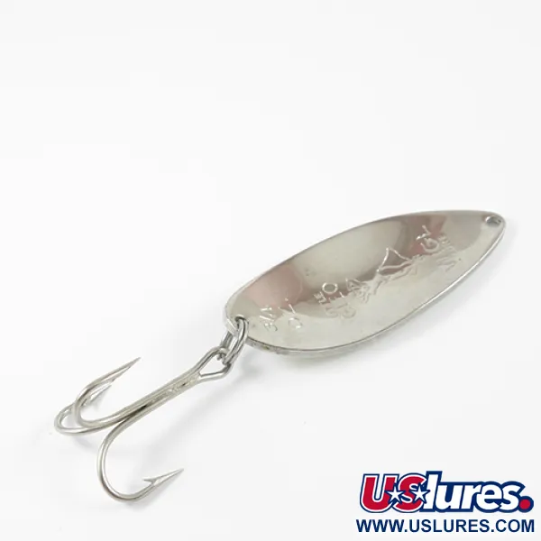 Vintage  Seneca Little Cleo (Hula Girl) Glow, 3/4oz Glow in Dark (White / Green / Nickel) fishing spoon #2766
