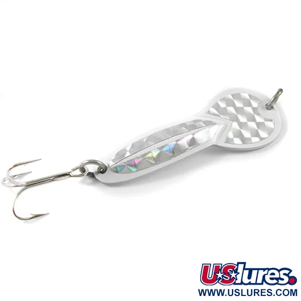 Vintage  Glen Evans Loco 3, 3/5oz White / Hologram fishing spoon #2771