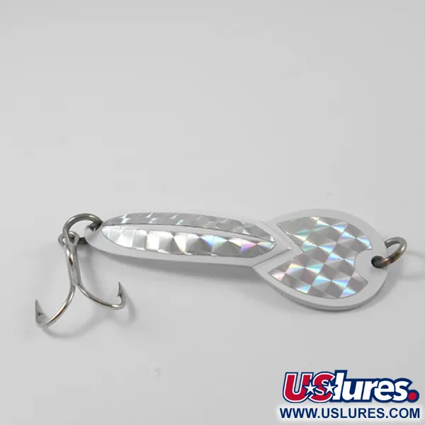 Vintage  Glen Evans Loco 3, 3/5oz White / Hologram fishing spoon #2771