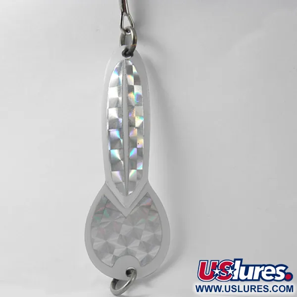 Vintage  Glen Evans Loco 3, 3/5oz White / Hologram fishing spoon #2771
