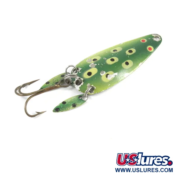 Vintage  Marathon Bait Company Marathon 2774, 2/5oz Frog (Green / Yellow / Nickel) fishing spoon #2774