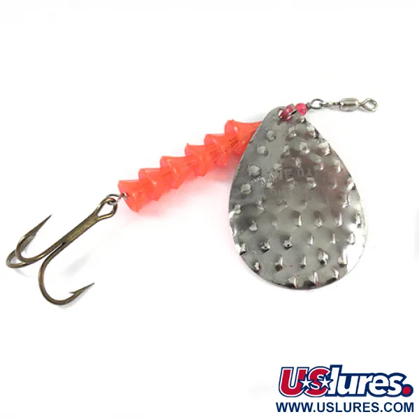 Vintage  Luhr Jensen Dave Davis, 3/5oz Fluorescent Pink / Hammered Nickel spinning lure #2776