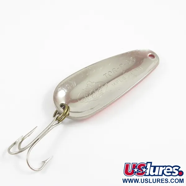 Vintage   Nebco Tor-P-Do, 1/2oz Hammered Nickel / Orange fishing spoon #2784