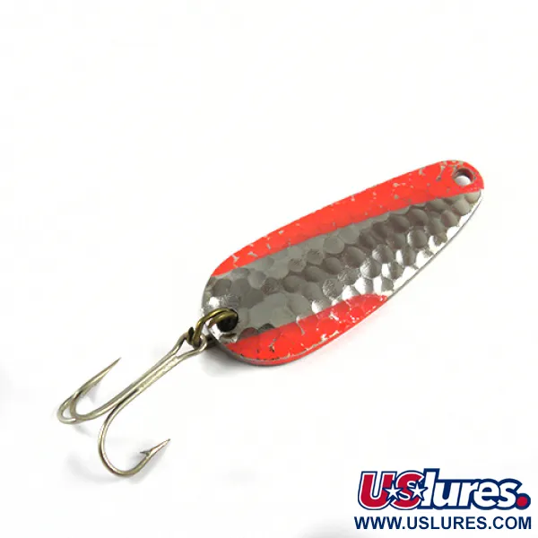 Vintage   Nebco Tor-P-Do, 1/2oz Hammered Nickel / Orange fishing spoon #2784