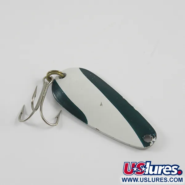 Vintage   Nebco Tor-P-Do, 1/2oz White / Green / Nickel fishing spoon #2785