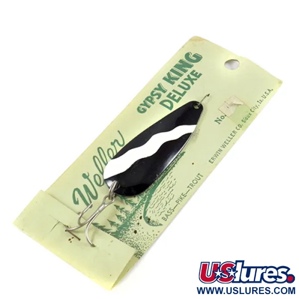  Weller Gypsy King 0, 2/5oz Black / White / Nickel fishing spoon #2800