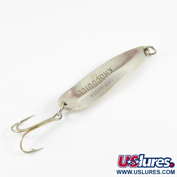 Vintage  Luhr Jensen Krocodile Die #4, 3/5oz Hammered Nickel fishing spoon #2804