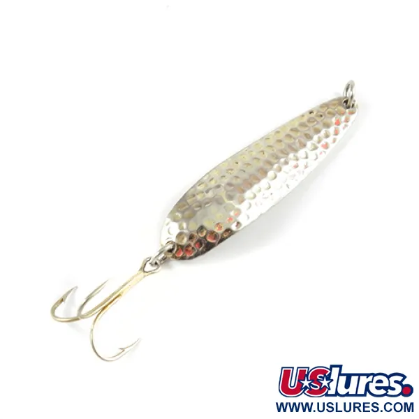 Vintage  Luhr Jensen Krocodile Die #4, 3/5oz Hammered Nickel fishing spoon #2804