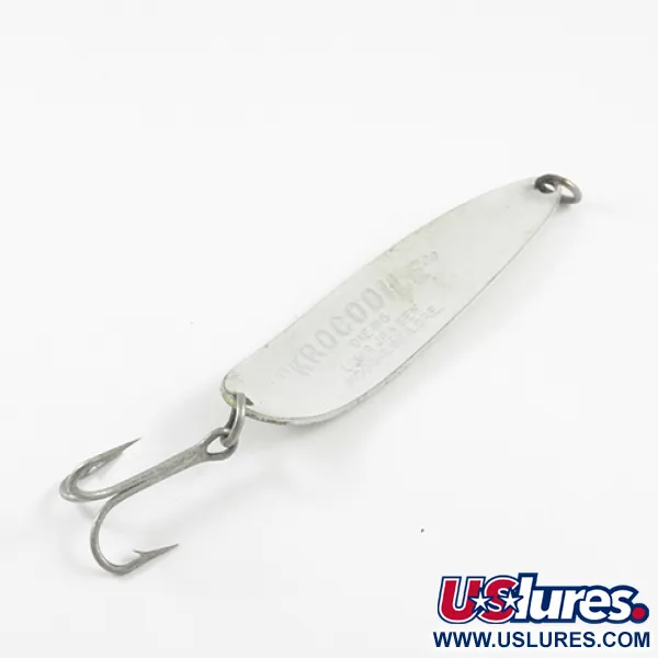 Vintage  Luhr Jensen Krocodile Die #5, 3/4oz White / Yellow / Glow in Dark fishing spoon #2826