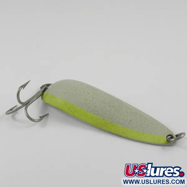 Vintage  Luhr Jensen Krocodile Die #5, 3/4oz White / Yellow / Glow in Dark fishing spoon #2826
