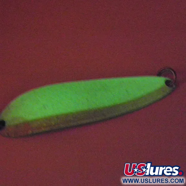 Vintage  Luhr Jensen Krocodile Die #5, 3/4oz White / Yellow / Glow in Dark fishing spoon #2826