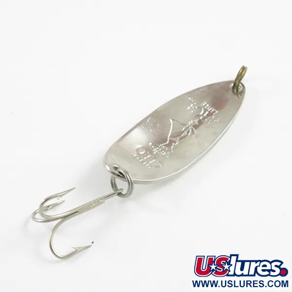 Vintage  Seneca Little Cleo (Hula Girl) Glow, 1/2oz Glow in Dark (White / Green / Nickel) fishing spoon #2827