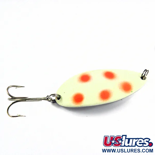 Vintage  Seneca Little Cleo (Hula Girl) Glow, 1/2oz Glow in Dark (White / Red / Nickel) fishing spoon #2828