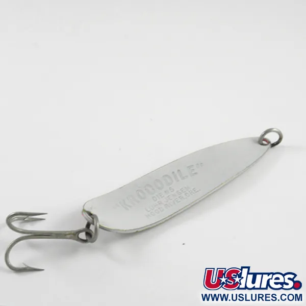 Vintage  Luhr Jensen Krocodile Die #5 Glow, 3/4oz White / Red / Glow in Dark fishing spoon #2829