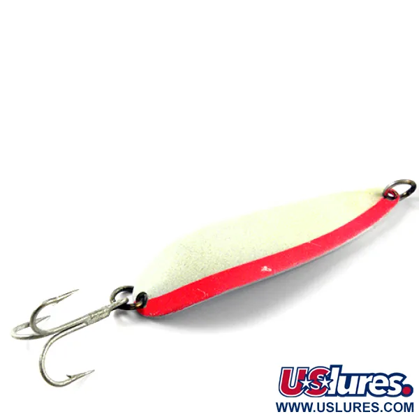 Vintage  Luhr Jensen Krocodile Die #5 Glow, 3/4oz White / Red / Glow in Dark fishing spoon #2829